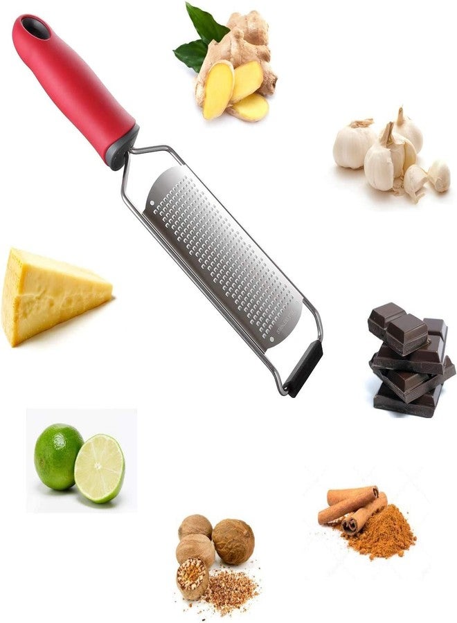 Trifecta Lemon Zester Heavy Duty Cheese Grater Vegetable Grater Parmesan Cheese Lemon, Garlic, Nutmeg, Chocolate, Fruits, Vegetables, Ginger Cheese Shredder Stainless Steel Grate (Broad Red Pack 1) - Image 4